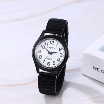 Elastic Strap Watch for Men Couples Clear and Easy Read Large Black Digital Hard Steel Strap Waterproof