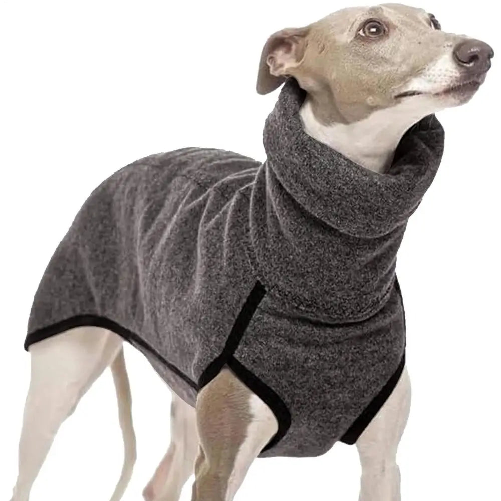 Winter Whippet Vest Turtleneck Soft Fleece Coat for Medium & Large Dogs