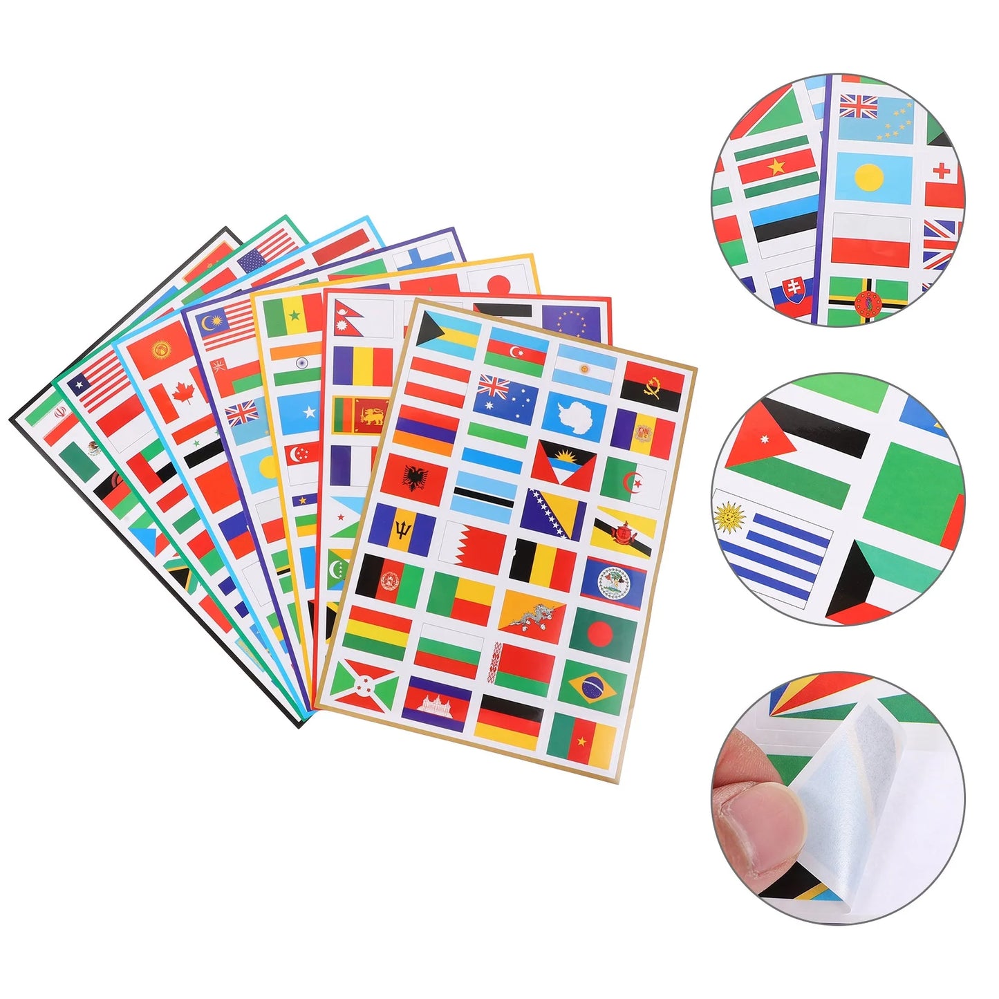 224PCS World Flags Stickers - 7 Sheets, Multi-Country Map & Football Team Decals for Travel, World Cup, Face & Laptop Decor