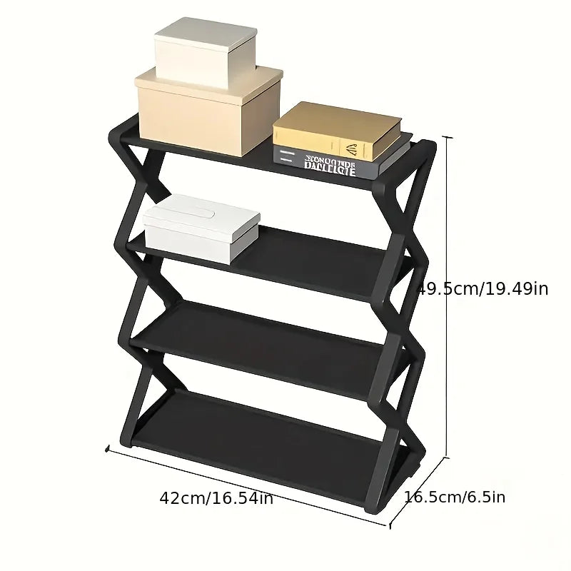 Four Layer Shoe Storage Rack PU Material Solid Color Holds 9 To 12 Pairs