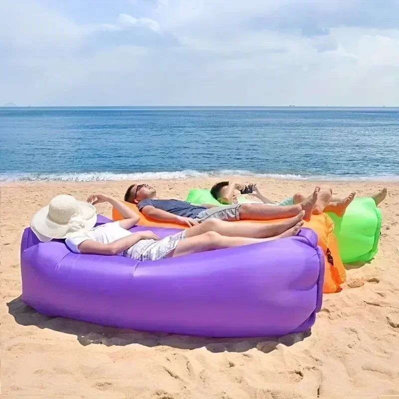 Portable Inflatable Sofa Outdoor, Air Lounger Chair for Camping Beach, Lightweight Blow Up Sun Bed Bean Bag, Banana Shape
