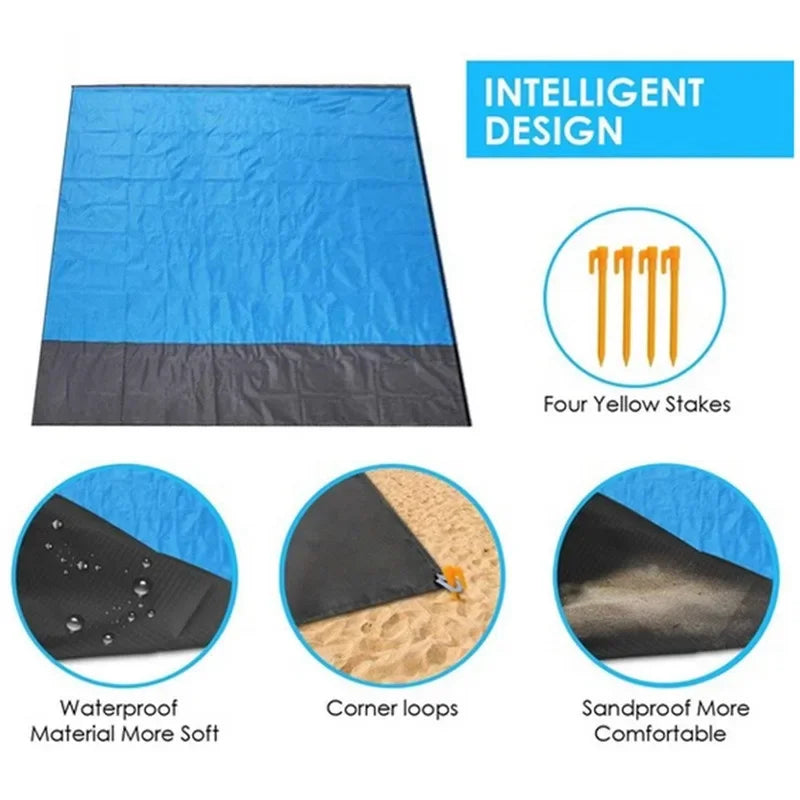 Waterproof Pocket Beach Mat Folding Beach Blanket Camping Mat Lightweight Lightweight Mat Outdoor Picnic Mat