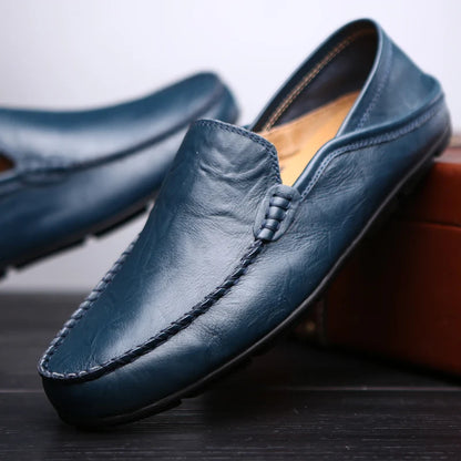 Men's Leather Slip-On Loafers, Business Casual Moccasin Shoes