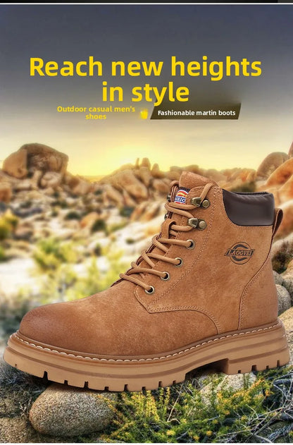 Men's Ankle Boots Outdoor Lace Up Genuine Leather Platform Boots