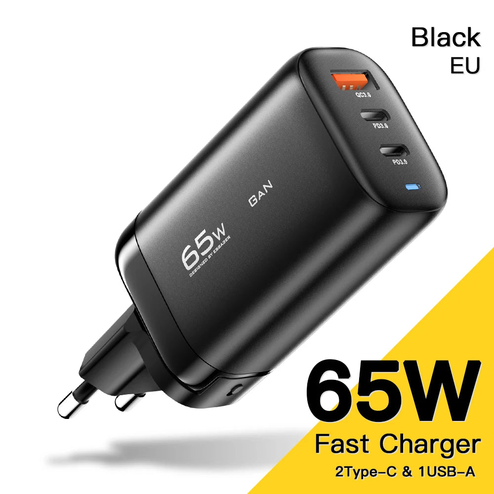 Essager 65W GaN USB Type C Charger For Laptop PPS 45W 25W Fast Charge For Samsung Xiaomi Realme mobile iPhone15 14 13 Pro Phone