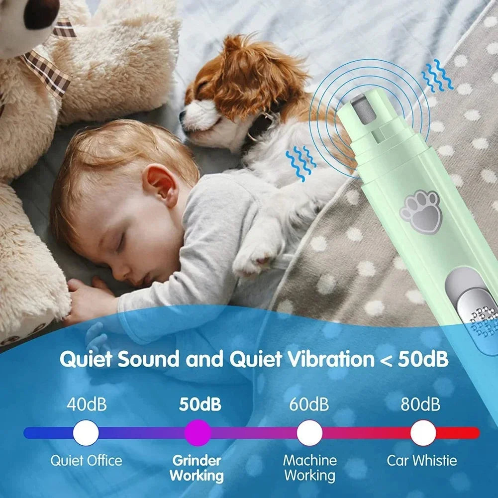 Electric Dog Nail Grinder – USB Rechargeable Pet Nail Clipper with Polisher Wheel