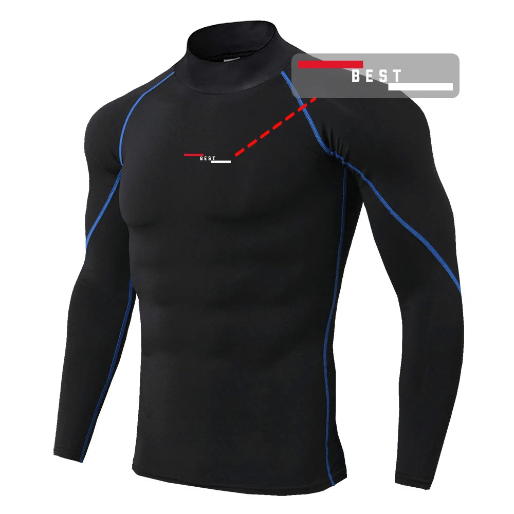 Fitness T-shirt Men Long Sleeve Training Shirts Running Compression Skinny Tops Muscle Workout Clothing