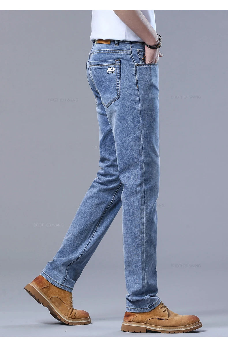 Men's Slim Jeans Denim Pants With Stretch Light Blue