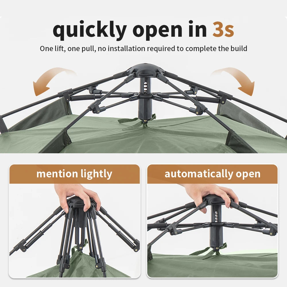 One Touch Automatic Roof Top Tent 180x210 cm 3 To 4 Person Double Door