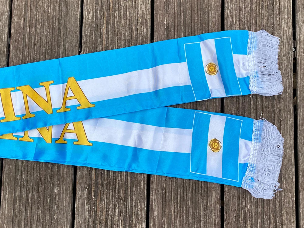xvggdg  14x130cm  National Team Football Fans Scarf   Argentina france  Morocco  Croatia Tassel Flags Scarf   Souvenir