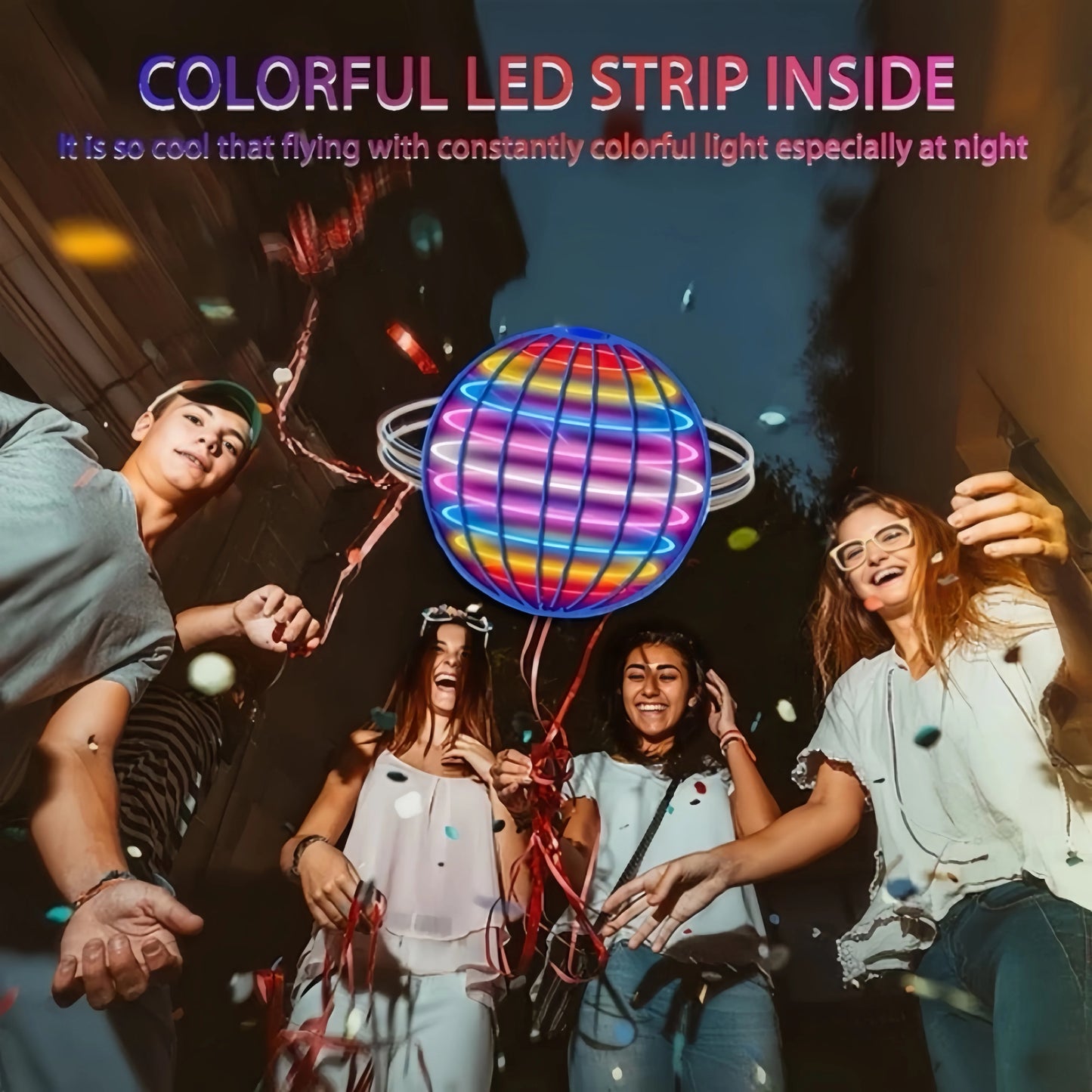 LED Cosmic Globe Flying Ball – 360° Suspension Toy for Kids Indoor & Outdoor Play