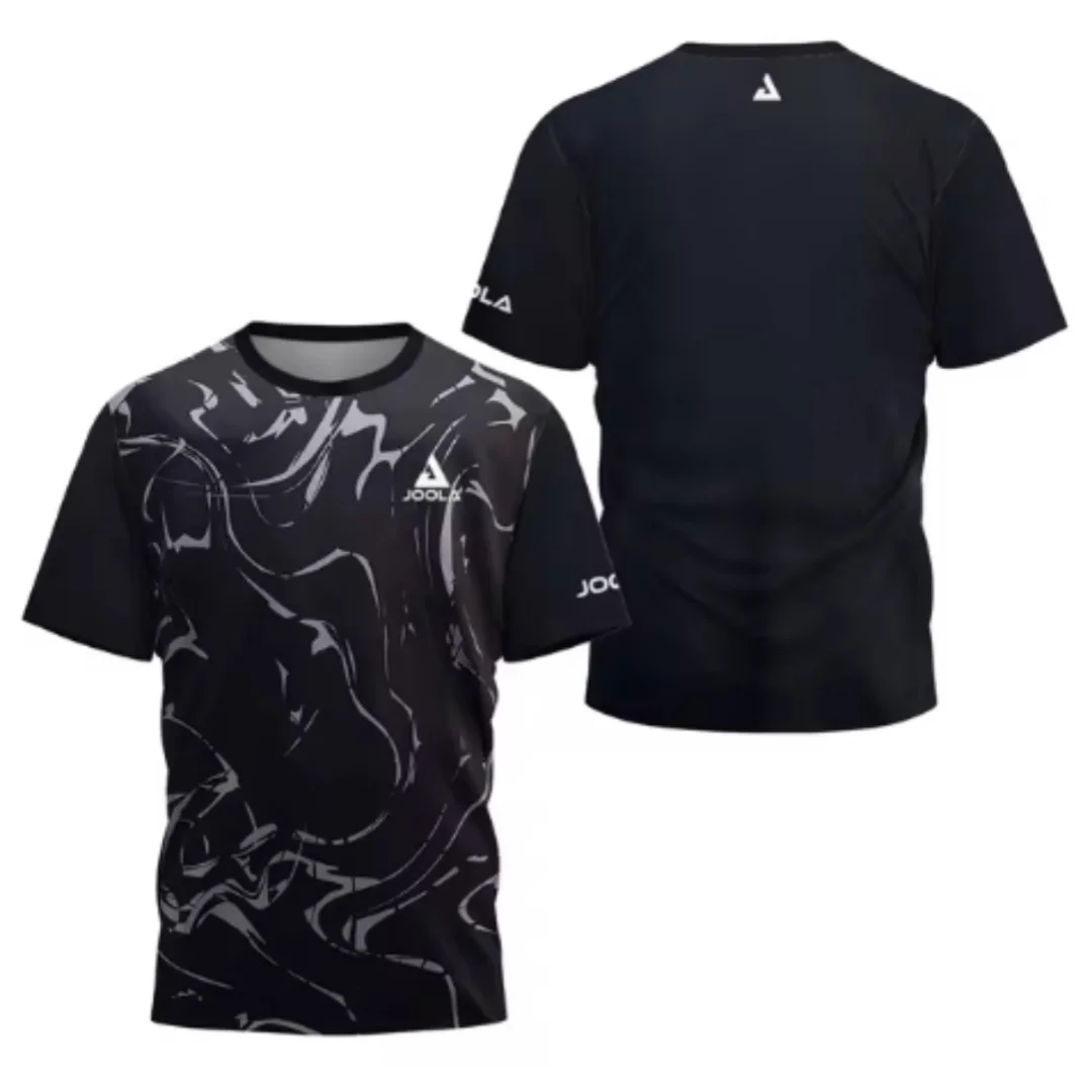 2024 New Men's T-shirt Summer Fashion Table Tennis Flower Printed Short sleeved Badminton Tennis Quick drying Short sleeved Men'