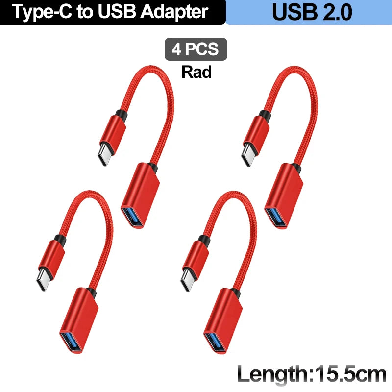 For Mobile Phone USB Female to Type C Male Adapter OTG 15.5CM Long Cable For Xiaomi Samsung S20 Huawei OTG Data Cable Converter