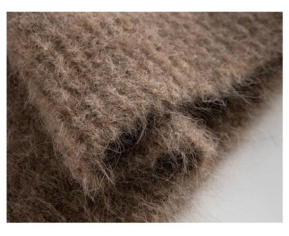 Alpaca Knit Pullover Sweater For Women, Loose Fit, Camel, Beige