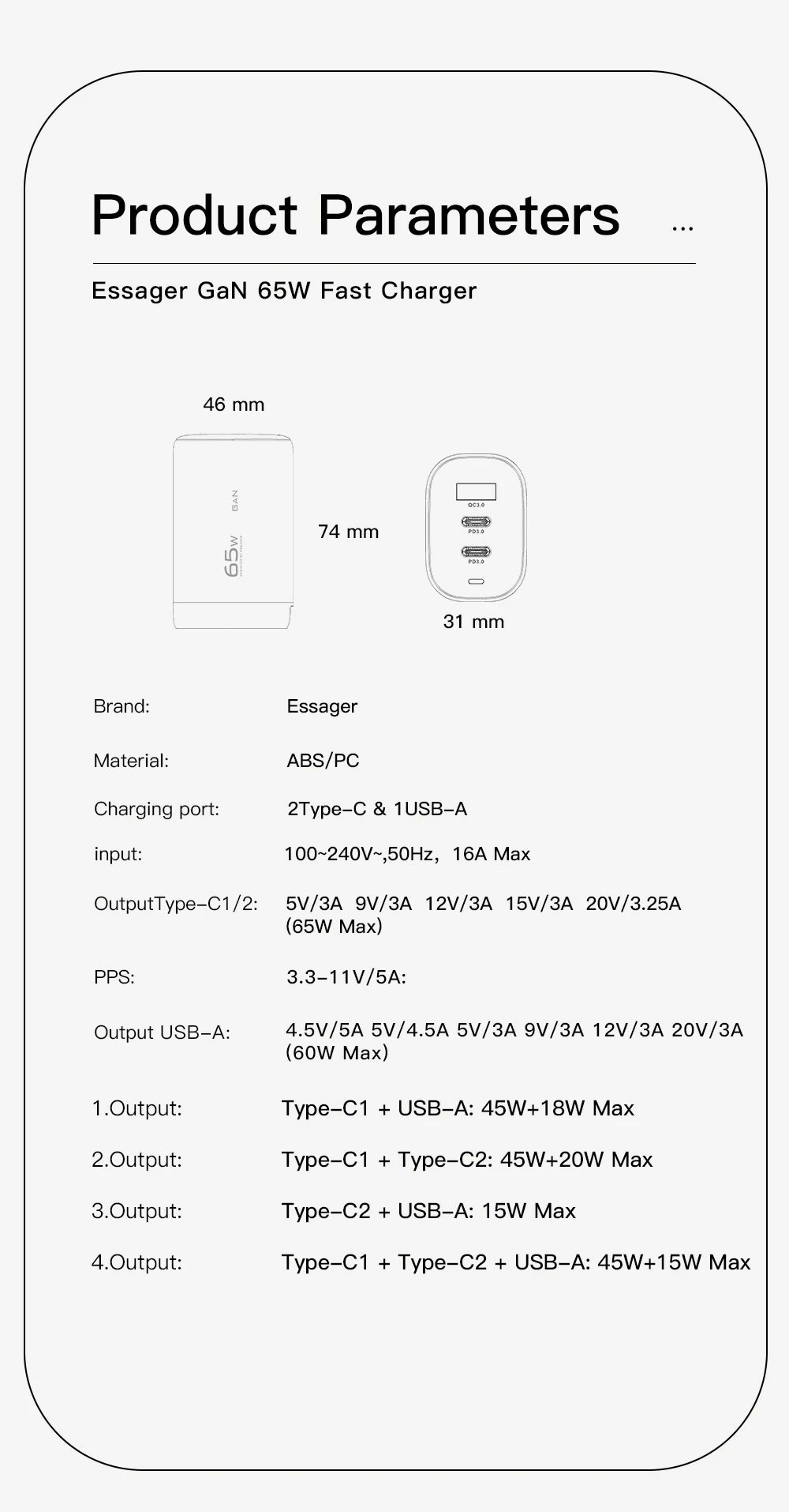 Essager 65W GaN USB Type C Charger For Laptop PPS 45W 25W Fast Charge For Samsung Xiaomi Realme mobile iPhone15 14 13 Pro Phone
