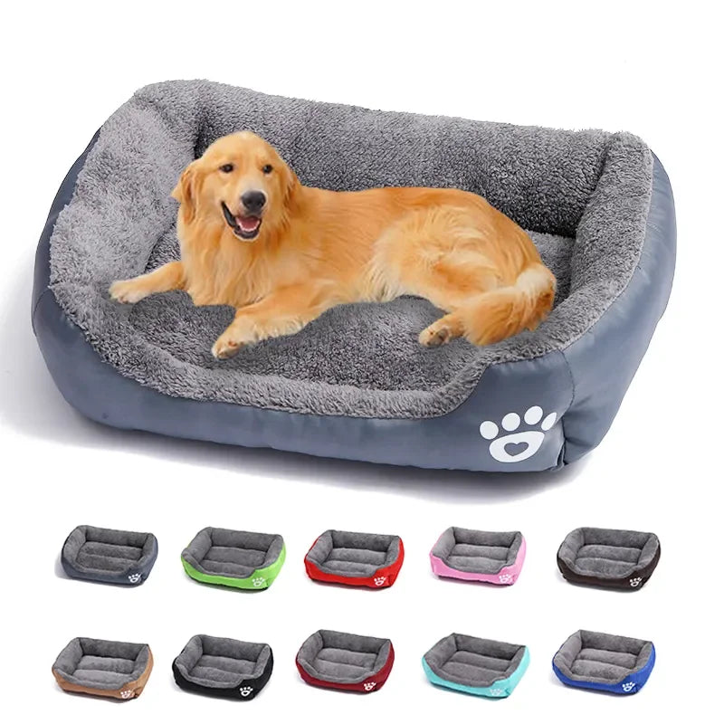 Large Square Dog Bed – Plush Cat Nest and Dog Sofa, All-Season Waterproof Mattress