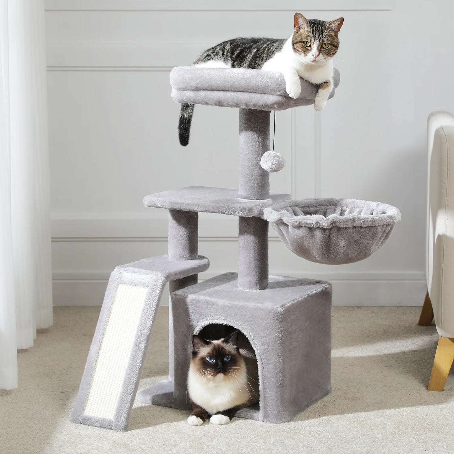 Indoor Cat Tree & Tower with Scratching Posts and Hammock – 2 Styles