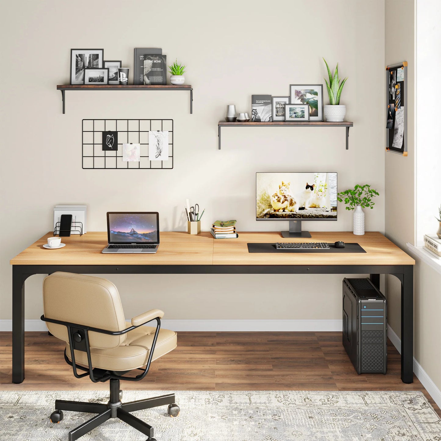 Tribesigns 78.7 Inches Extra Long Computer Desk 2 Person Desk, Double Long Desk, Workstaion for Home Office