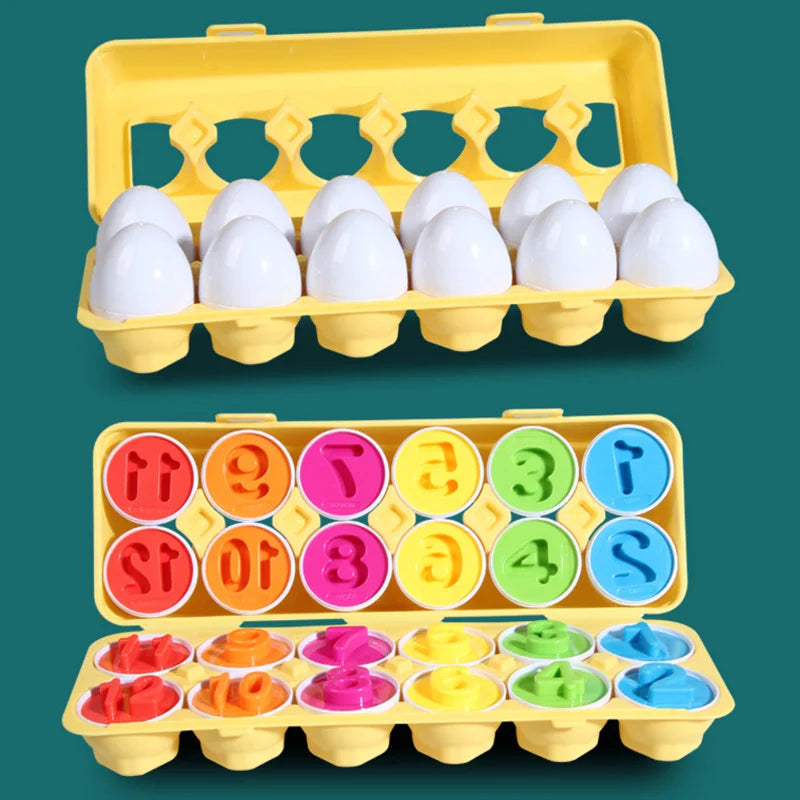 12-Piece Egg Sorting Toy Set For Sensory Learning Activity