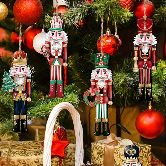 12pcs Christmas Nutcracker Soldier Ornaments – Wooden Xmas Tree Hanging Decoration, 2024 Navidad & 2025 New Year Gifts