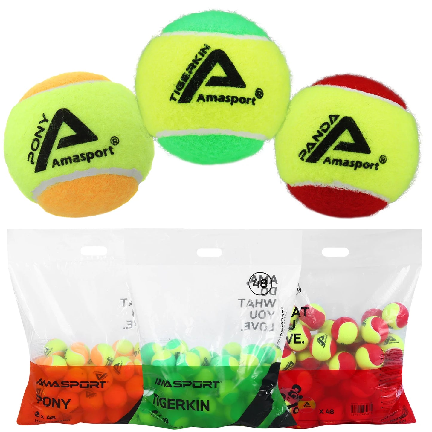 AMA SPORT Kids Training (Transition) Balls 20% 50% 75% Slower For Beginner Child Practice Tennis Soft Beach Tennis Ball 6~12PCS