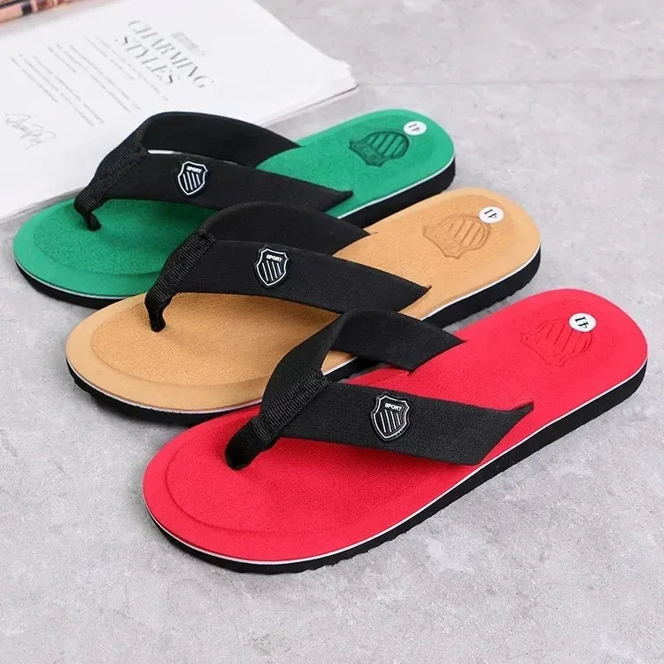 High Quality  Men Flip Flops Beach Sandals Non-Slip Casual Flat Shoes Slippers Indoor House Shoes For Men Outdoor Slides