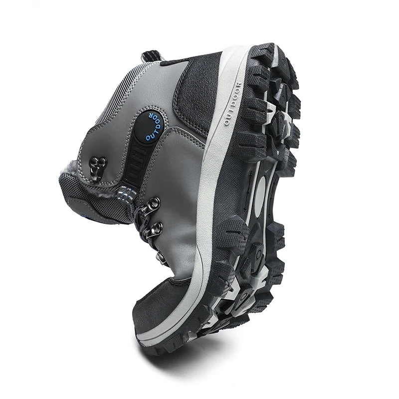 Men's Winter Boots Fur Lined Waterproof Leather High Top Ankle Boots Plus Size