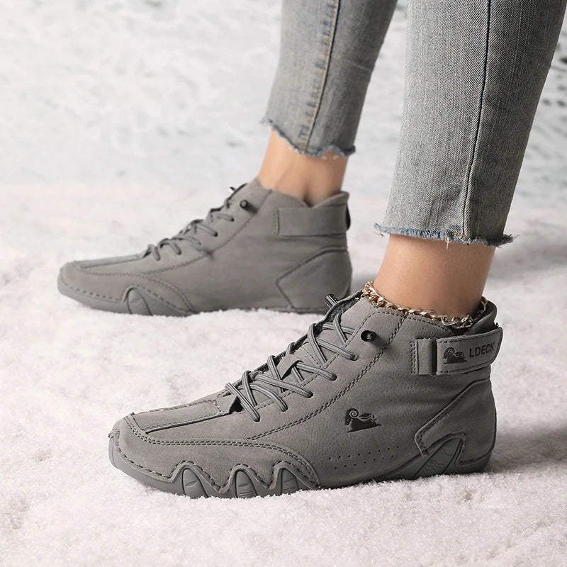 Boots for Women Winter Shoes Waterproof Ankle Boots Luxury Comfortable Warm Fur Plush Snow Boot Leather Casual Short Boots