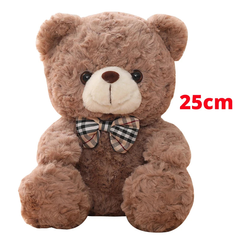 25/35CM Kawaii Teddy Bear Plush Pillow Toys Lovely Bow-Knot Bears Toys Stuffed Soft Animal Dolls Xmas Valentine Gift