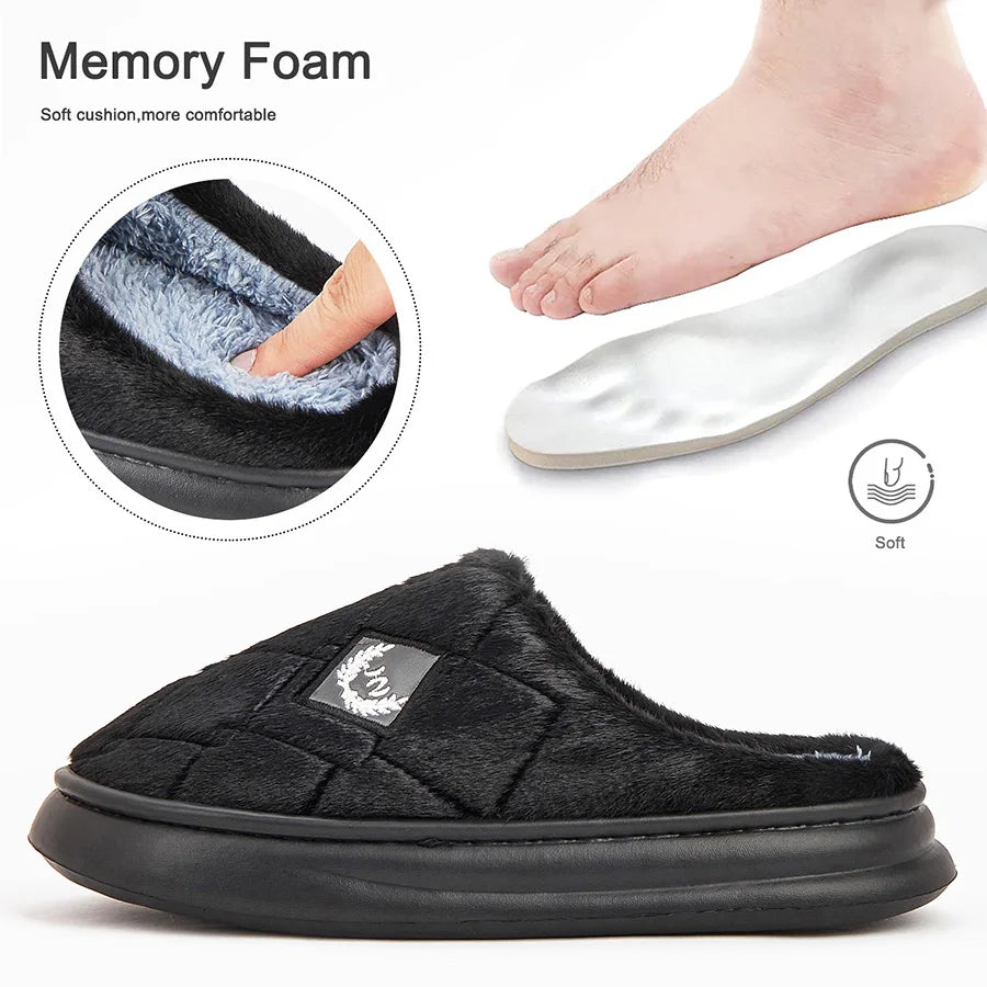 Men's Indoor Slippers EVA Platform Cushion Fur Lined