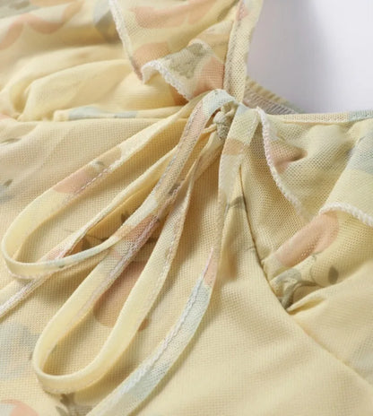 Women's Summer Flower Print Backless Sleeveless Dress Polyester