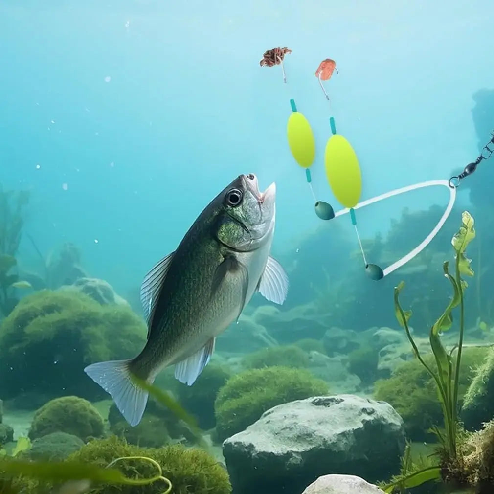 TAKBAS 5Packs Reverse Off-Bottom Double Hook Rig Set: Ideal for European Carp Fishing, Bypass Weeds, Stones & Silt