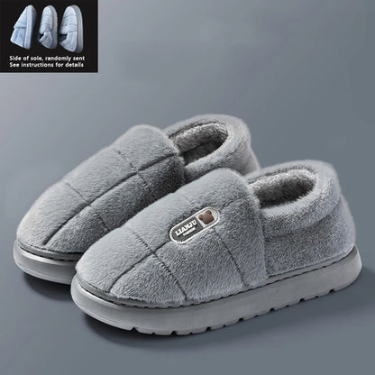 Men's Winter Cotton Slippers Plush Non Slip Indoor Shoes Size 50 51