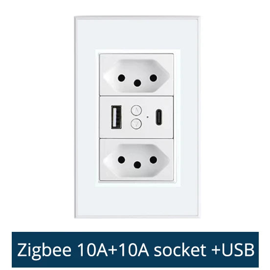 Zemismart Zigbee Smart Brazil Socket 10A 20A Outlets Work with Tuya Smart Life App Alexa Google Home Control