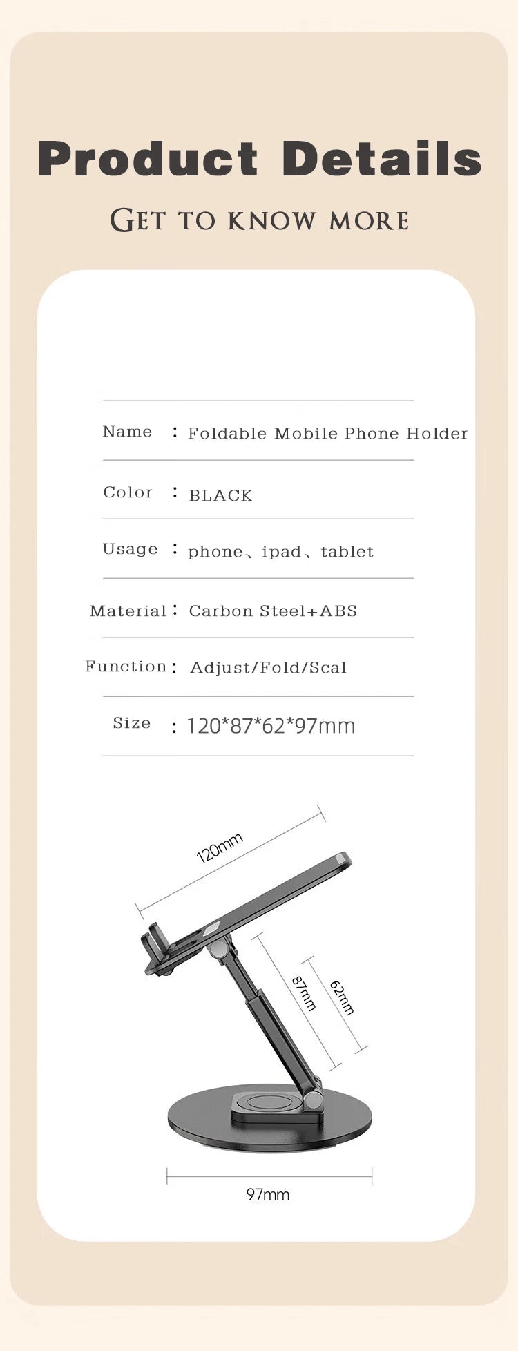 360 Degrees Rotable Metal Desk Mobile Phone Holder Stand For iPhone Xiaomi iPad Adjustable Desktop Tablet Table Cell Phone Stand