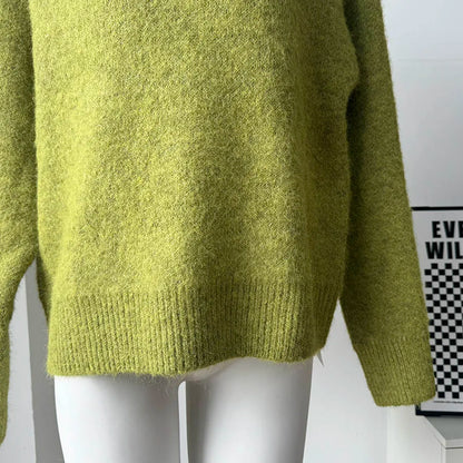 Womens O-Neck Knit Sweater Oversized Pullover Acrylic
