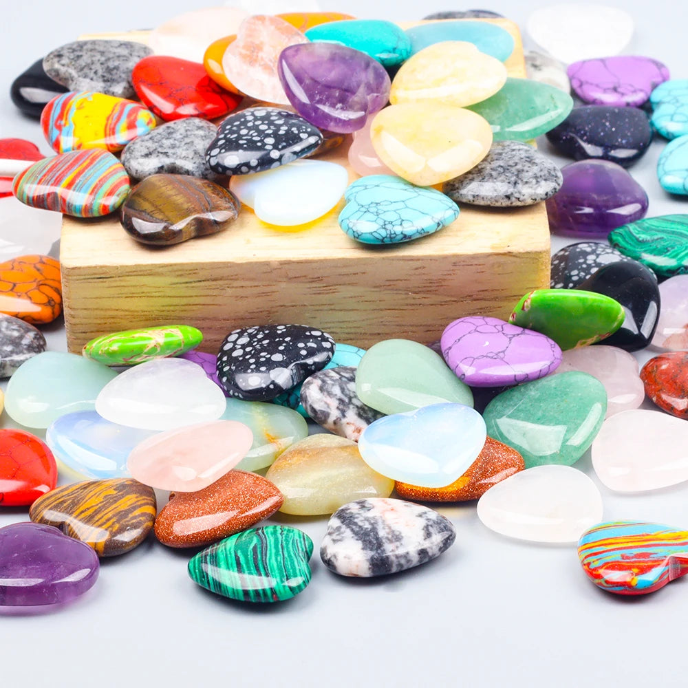 Heart Shape Amethyst Stone Crystals, 20mm, 10 20 30 Pcs Garden Decor