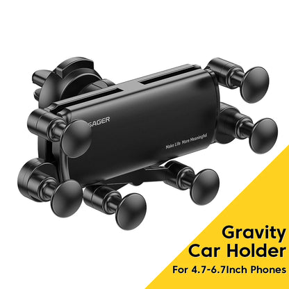 Universal Gravity Air Vent Clip Car Phone Holder, Black