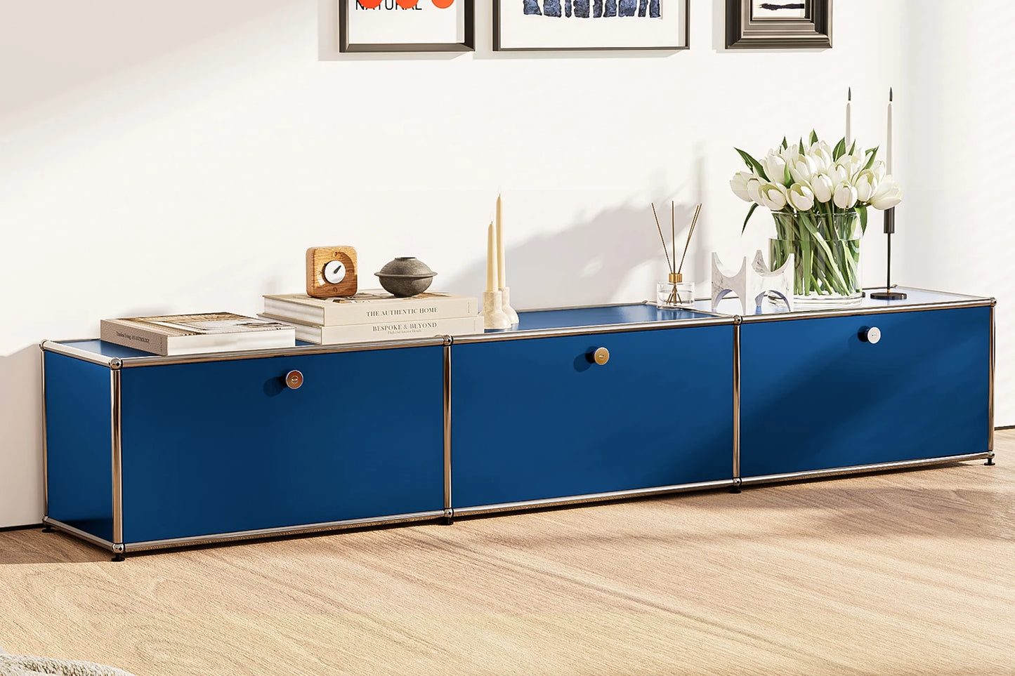 Modern Storage Cabinet Stainless Metal Organizer TV Stand Cabinet for Living Room and Home Office Furniture