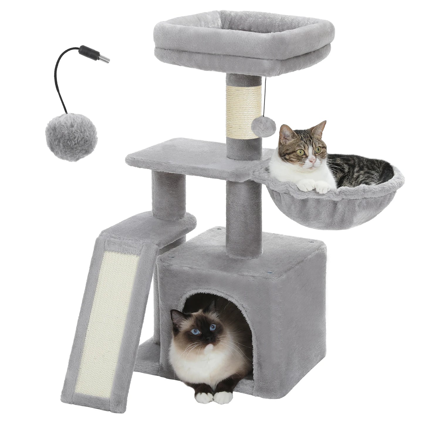 Indoor Cat Tree & Tower with Scratching Posts and Hammock – 2 Styles