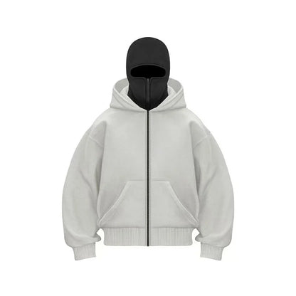 Hooded Zip Up Sweatshirt Men Polyester Long Sleeve