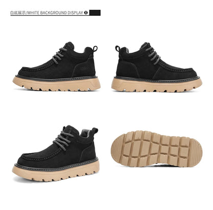 Mens Suede Leather Lace Up Ankle Boots Casual Retro Style