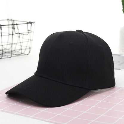 Unisex Black Baseball Cap Polyester Solid Color Adjustable Strap