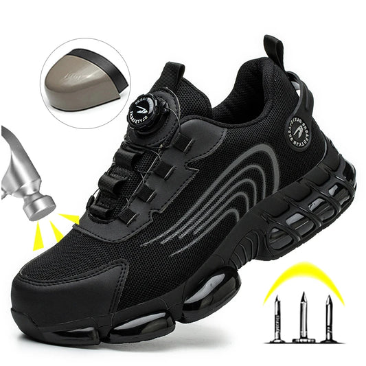 Rotating Button Safety Shoes Men For Work Sneakers Shoes Anti smash Puncture-Proof Protective Men Shoes Steel Toe Work Boots