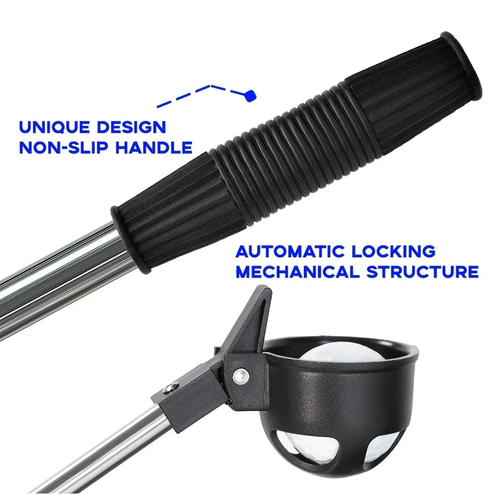 Retractable Golf Ball Picker Stainless Steel High Quality Portable Tools Telescopic Automatic Locking Picker Golf Ball Tools