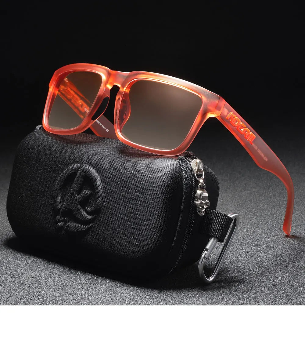 KDEAM Men's Polarized Sunglasses Square Casual Outdoors Sun Glasses Women Unisex Sunglass For Couple With Zipper Case