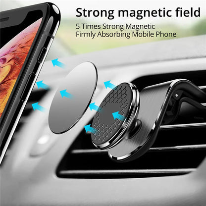 Magnetic Car Phone Holder Air Vent Mount For Smartphones Black