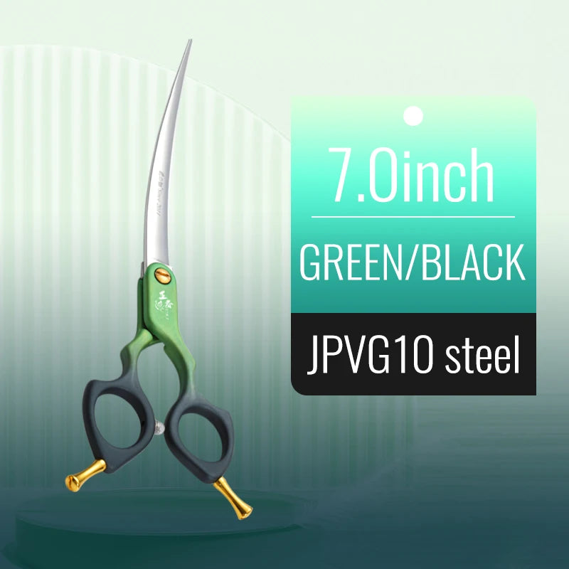 Premium Dog Grooming Curved Scissors – Alloy Handle, 440C Stainless Steel, Professional Pet Shears