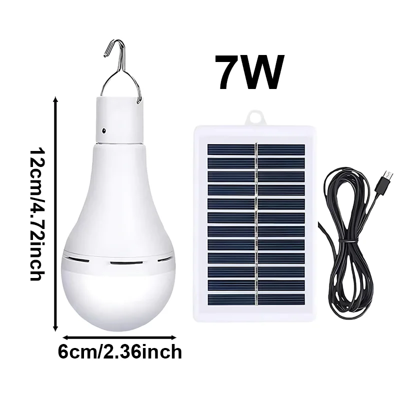 Solar-Powered Emergency LED Camping Light 7/9/12W With 1W Panel