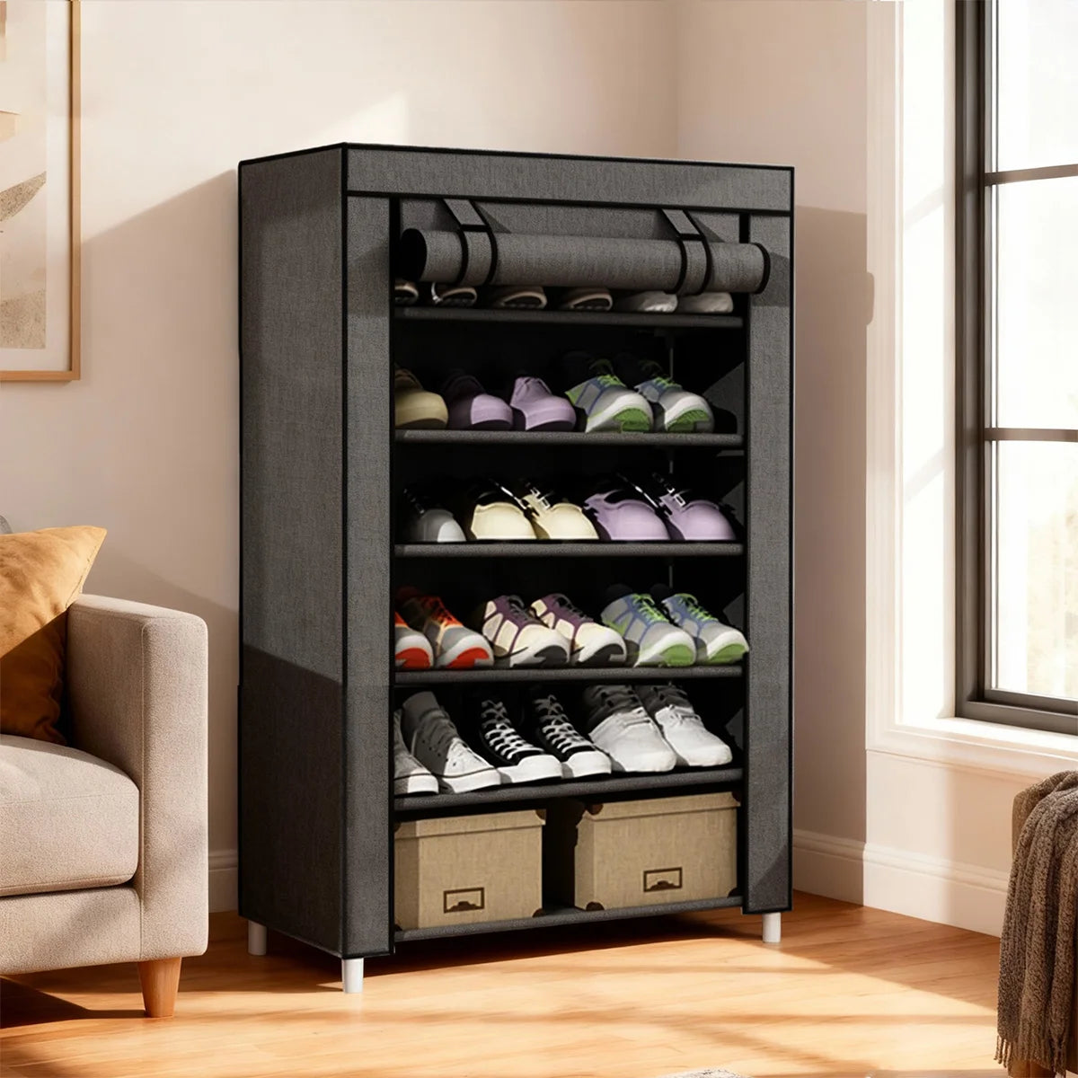 Shoe Rack Assembly, Multi-Layer, Simple, Dust-Proof, for Home Use, Placed at the Entrance, Dormitory, Rental House, Indoor Shoe Storage, Vertical Shoe Cabinet